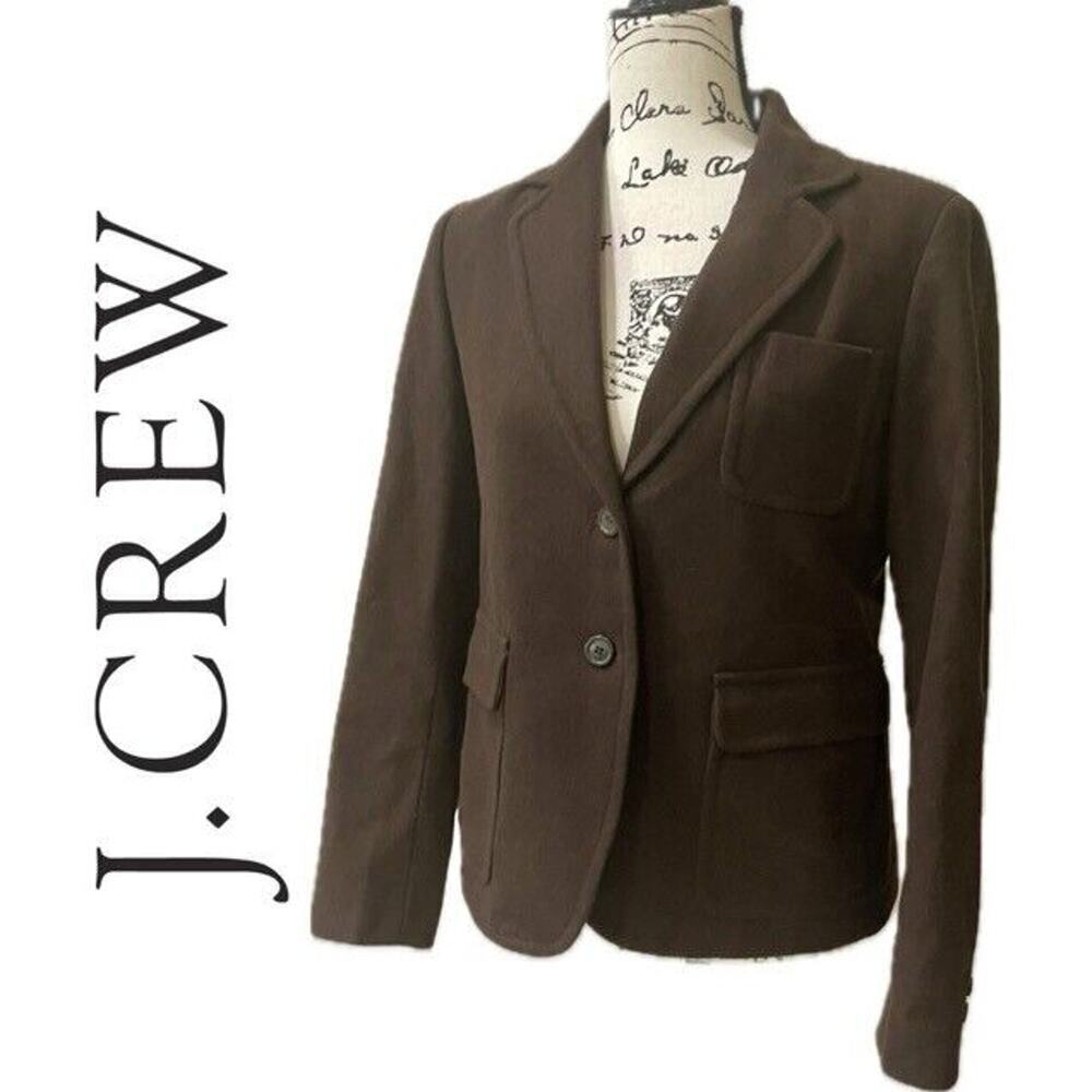 J.CREW BLAZER WOOL BLEND SZ S FRONT‎ POCKETS MOCCA BROWN DARK ACADEMIA CORE